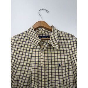 Ralph Lauren Men's XL Cotton Yellow Blue Plaid Check Long‎ Sleeve Button Shirt